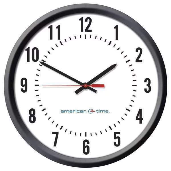 Clock, Plastic Case, Analog, 13-1/4" H, 24V, American Time, Mfr#: U54BABA332