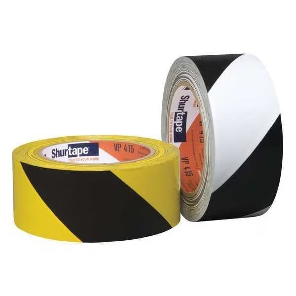 Floor Marking Tape, Black/Yellow, PK24, Shurtape, Mfr#: VP 415