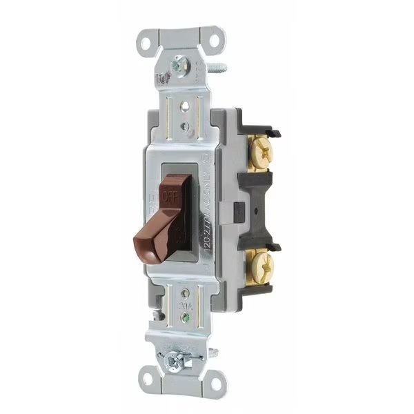 Wall Switch, 20A, Brown, 1 HP, 1-Pole Switch, Hubbell, Mfr#: CSB120