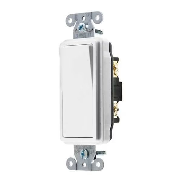 Wall Switch, 20A, White, 1 HP, 4-Way Switch, Hubbell, Mfr#: DS420W
