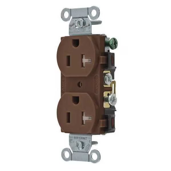 Receptacle, 20 A Amps, 125V AC, Flush Mount, Standard Duplex Outlet, 5-20R, Brown, EnjoyTool Select, Mfr#: CBRS20TR