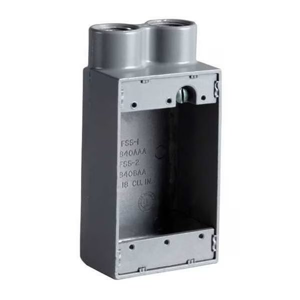 Electrical Box, 18 cu in, FSS Box Type, 1 Gang(s), Aluminum, Rectangular Shape, Killark, Mfr#: FSS-2