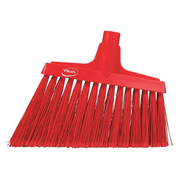 9 in Sweep Face Angle Broom, Soft, Synthetic, Red, Vikan, Mfr#: 29164