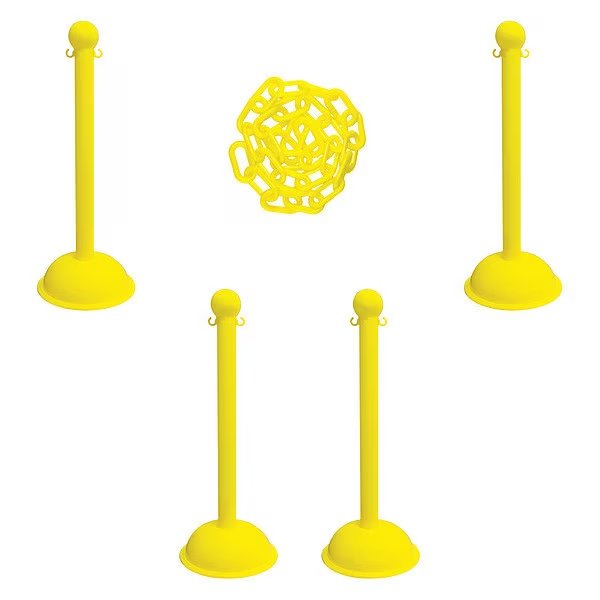 Barrier Post Kit, 41" H, Ylw, Plastic Post, EnjoyTool Select, Mfr#: 71302-4
