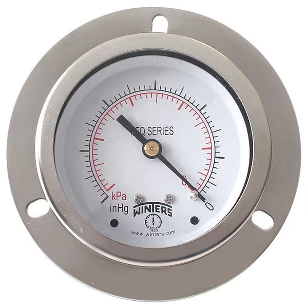 Pressure Gauge, 0 to 300 psi, 1/4 in MNPT, Silver, Winters, Mfr#: PFQ907-DRY-25FF