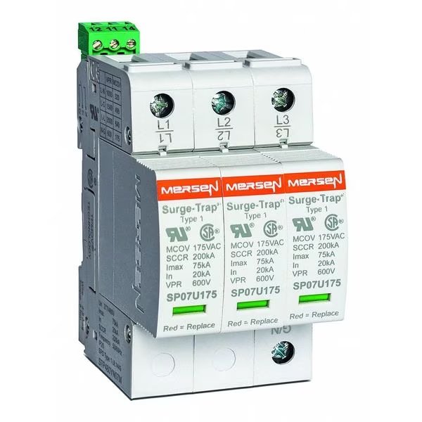 Surge Protection Device, 3 Phase, 240V AC, 3 Poles, 1800V (L-L), 900V (L-G), Mersen, Mfr#: STP240D07