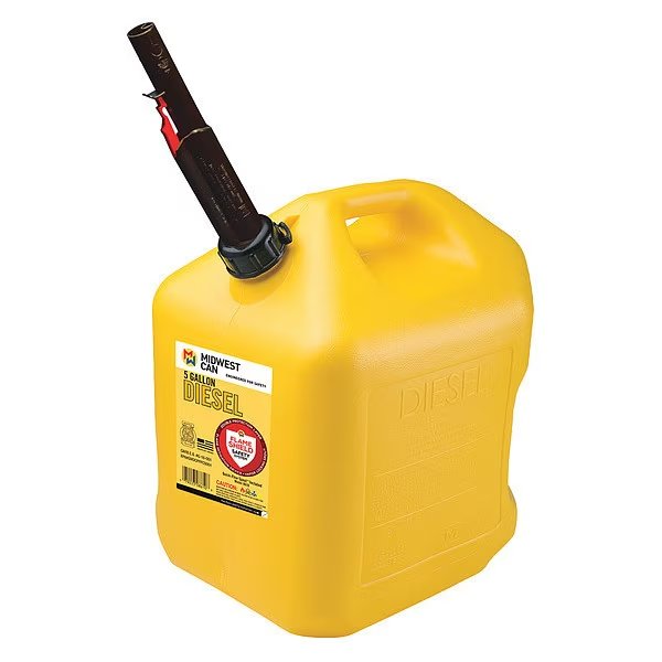 Diesel Fuel Can, 5 gal., Self, Yellow, HDPE, Flame Shield, Mfr#: 8610