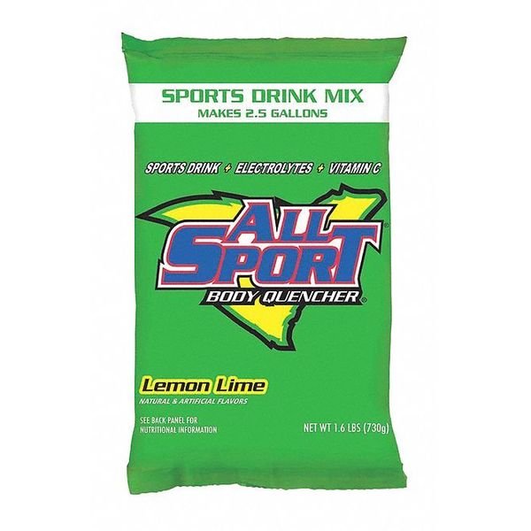 Sports Drink Mix, Regular, Lemon-Lime, 32 PK, All Sport, Mfr#: 10122611