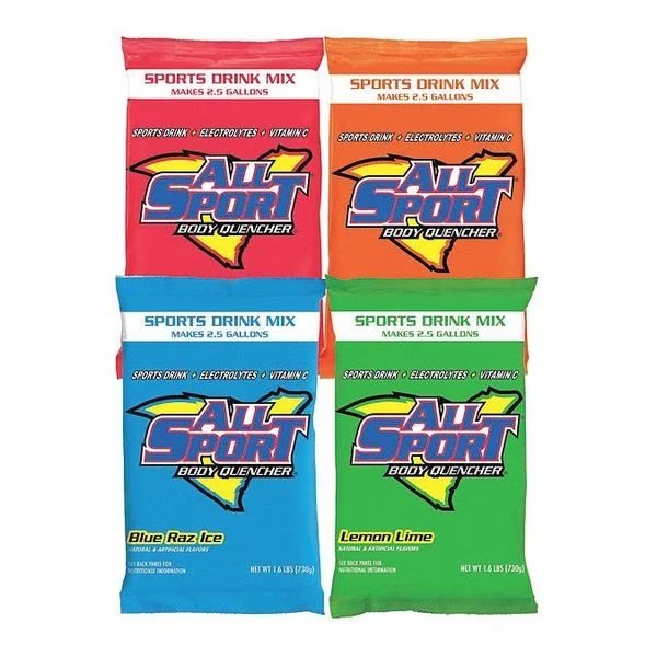 Sports Drink Mix, Regular, Blue Raz, Fruit Punch, Lemon-Lime, Orange, 32 PK, All Sport, Mfr#: 10125064