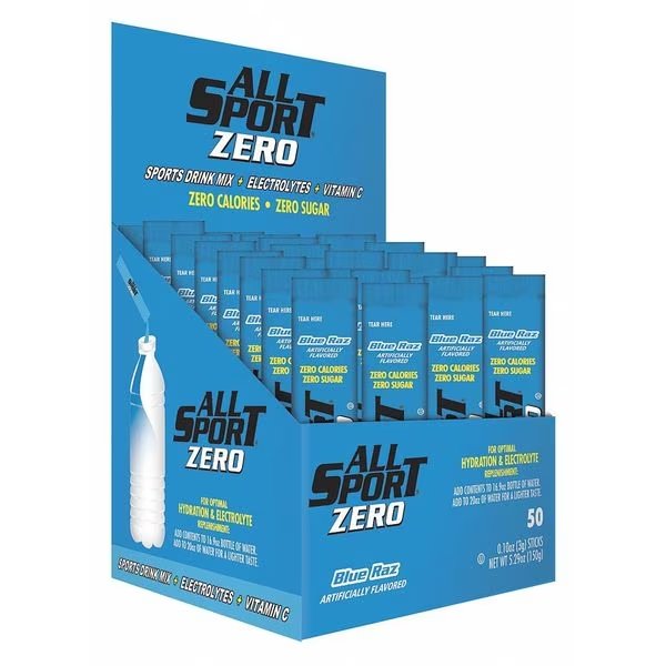 Sports Drink Mix, Sugar Free, Blue Raz, 50 PK, All Sport, Mfr#: 10125021