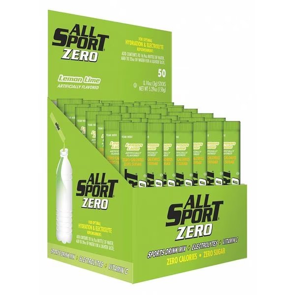 Sports Drink Mix, Sugar Free, Lemon-Lime, 50 PK, All Sport, Mfr#: 10125023