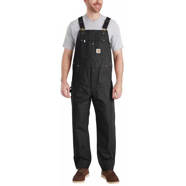 Bib Overalls, 46" Waist Sz, 34" Inseam, Blk, Carhartt, Mfr#: 102776-001-46x34