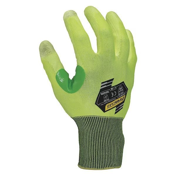 Hi-Vis Cut Resistant Coated Gloves, A2 Cut Level, 18 ga, Yellow, S, Ironclad Performance Wear, Mfr#: KKC2PU-Y-02-S