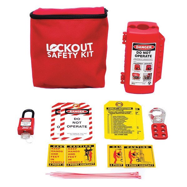 Portable Lockout Kit, Filled, Canvas, Red, Zing, Mfr#: 7675