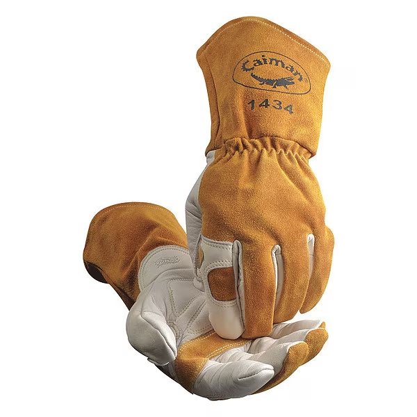 MIG/Stick Welding Gloves, Cowhide Palm, L, PR, Caiman, Mfr#: 1434-5