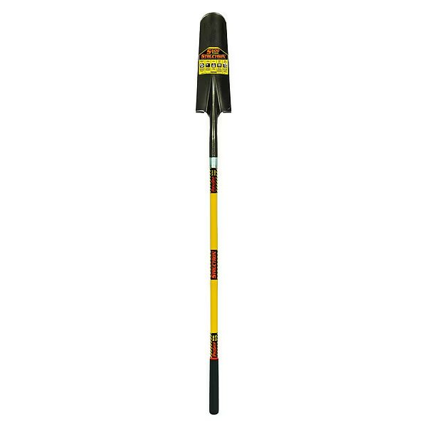14 ga Forward Turn Step Drain Spade Shovel, Steel Blade, 48 in L Yellow Fiberglass Handle, Structron, Mfr#: 49558