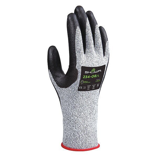 Cut Resistant Coated Gloves, 4 Cut Level, Gray, M ( 7 ), Showa, Mfr#: 234M-07-V