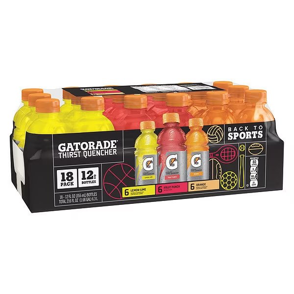 Sports Drink, Regular, Fruit Punch, Lemon-Lime, Orange, 18 PK, Gatorade, Mfr#: 12324