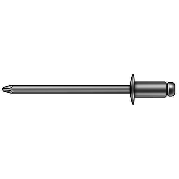 Blind Rivet, Large Flanged Head, 3/16 in Dia., 23/32 in L, Aluminum Body, 250 PK, Stanley Engineered Fastening, Mfr#: AD66-68BSLF200