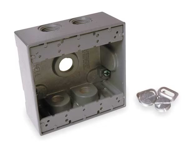 Weatherproof Electrical Box, 31 cu in, FSS Box Type, 2 Gang(s), Aluminum, Square Shape, Bell Outdoor, Mfr#: 5345-0