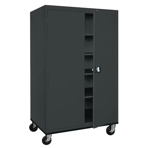 Solid Door Storage Cabinet, 46 in W, 78 in H, 24 in D, Black, Sandusky Lee, Mfr#: TA4R462472-09