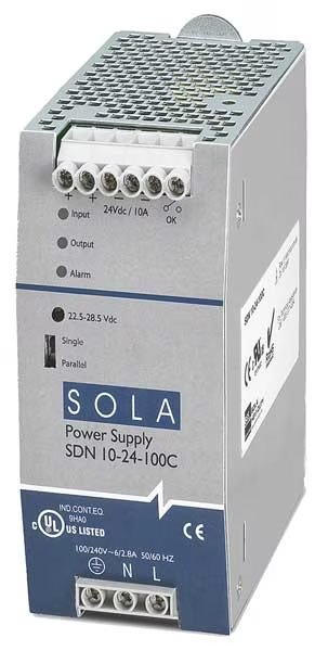 DC Power Supply, 85/264V AC, 24V DC, 240W, 10A, DIN Rail, Solahd, Mfr#: SDN1024100C