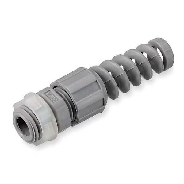 Liquid Tight Connector, 1/2in, Spiral, Gray, Hubbell Wiring Device-Kellems, Mfr#: HJ1040G