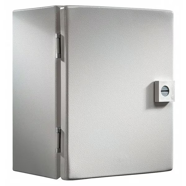 Carbon Steel Enclosure, 7.90 in H, 8 in W, 3.90 in D, NEMA 3R, 4, 12, Hinged, Rittal, Mfr#: JB080804HC