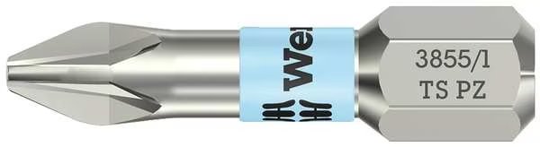 Torsion Bit, SAE, 1/4", Hex, #2, 1", SS, Wera, Mfr#: 05071021001