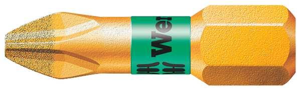 Torsion Bit, SAE, 1/4", Hex, #1, 1", S2 Steel, Wera, Mfr#: 05056400001