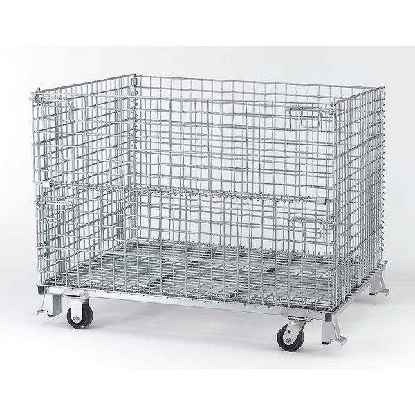 Silver Collapsible Bulk Container, Steel, 30.3 cu ft Volume Capacity, Nashville Wire, Mfr#: C404830S4C