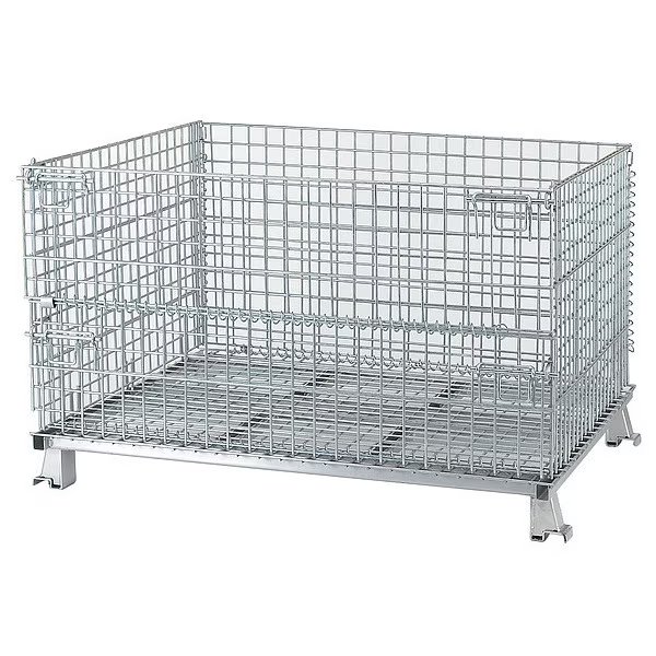 Silver Collapsible Bulk Container, Steel, 24.3 cu ft Volume Capacity, Nashville Wire, Mfr#: C404824S4