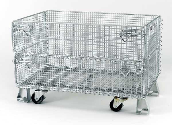 Silver Collapsible Bulk Container, Steel, 5 cu ft Volume Capacity, Nashville Wire, Mfr#: JR5C