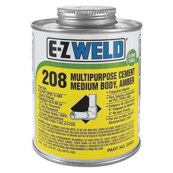 Cement, 16 Oz, Amber, PVC, CPVC, ABS, Ez Weld, Mfr#: 20803