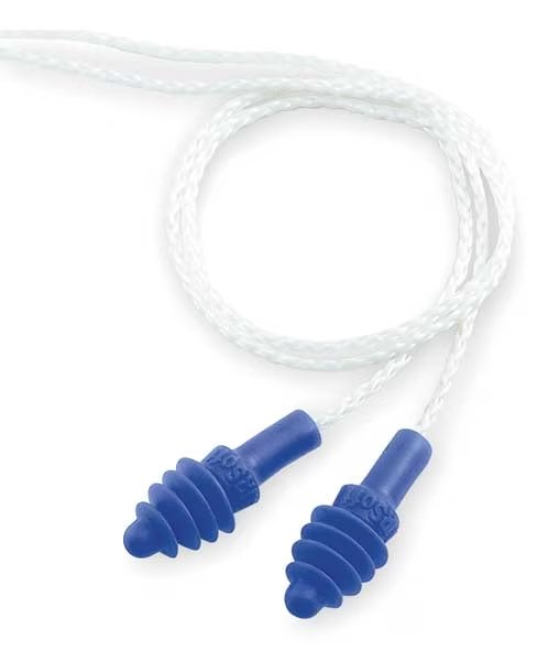 AirSoft Disposable Corded Ear Plugs, Flanged Shape, NRR 27 dB, Blue, 100 Pairs, Honeywell Howard Leight, Mfr#: DPAS-30W