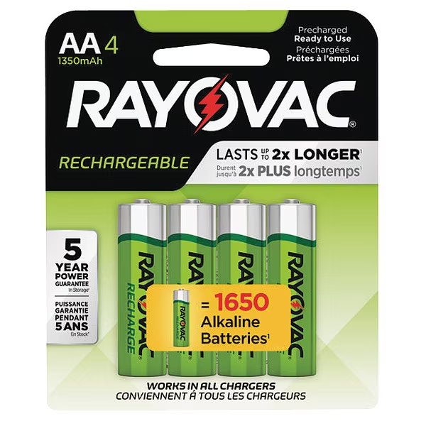 Precharged Recharg. Battery, AA, NiMh, PK4, Rayovac, Mfr#: LD7154