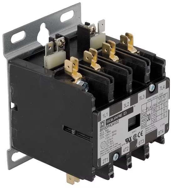 208/240VAC Non-Reversing Definite Purpose Contactor 4P 30A, Square D, Mfr#: 8910DPA34V09