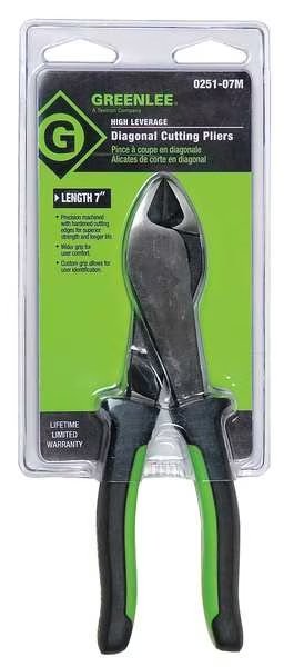 6 1/8 in High Leverage Diagonal Cutting Plier Flush Cut Oval Nose Uninsulated, Greenlee, Mfr#: 0251-06M