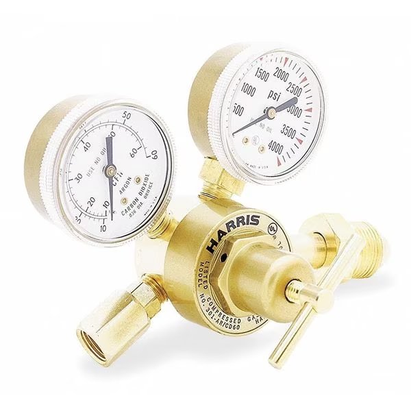 Flow Gauge Regulator, Single Stage, CGA-580, 0 to 60 scfh, Use With: Argon, Harris, Mfr#: 301-AR60-580