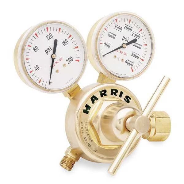 Gas Regulator, Single Stage, CGA-580, 0 to 125 psi, Use With: Argon, Helium, Nitrogen, Harris, Mfr#: 425-125-580