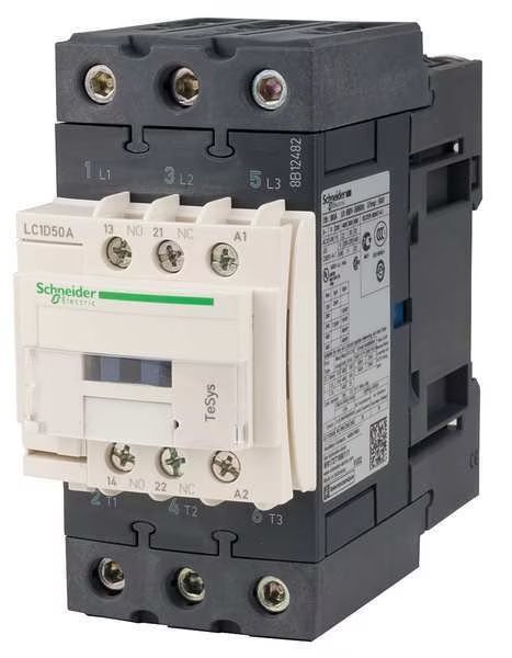 IEC Magnetic Contactor, 3 Poles, 24 V DC, 50 A, Reversing: No, Schneider Electric, Mfr#: LC1D50ABD