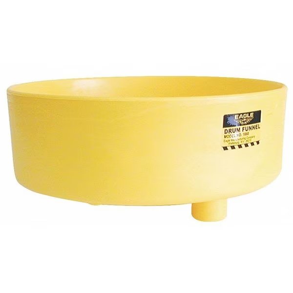 Funnel, No Lid, No Flame Arrester, 18 in x 7 in, 2 in Spout Dia, 2 in NPT, Yellow, Eagle Mfg, Mfr#: 1660