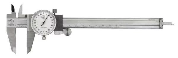 Dial Caliper, 0-150mm, 0.01mm Grad, White, Mahr, Mfr#: 4107005