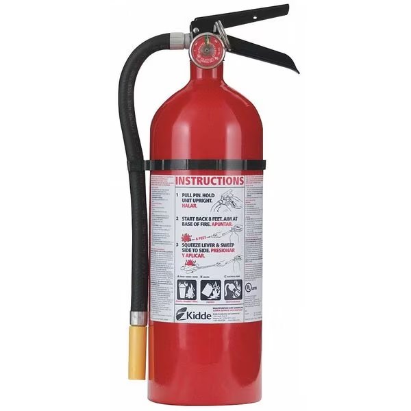 Fire Extinguisher, Class ABC, UL Rating 3A:40B:C, Dry Chemical, 5 lb capacity, 18 ft Range, Kidde, Mfr#: 21032144