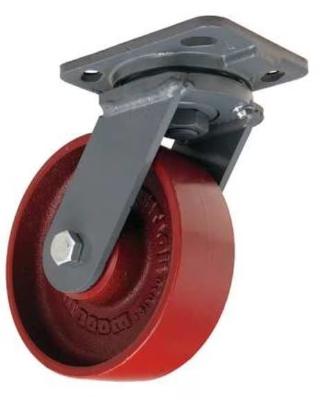 Plate Caster, Swivel, Cast Iron, 6 in., 1400 lb, Rd, Hamilton, Mfr#: S-WH-6MB-4SL-FB