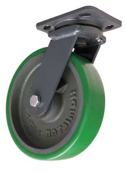 Plate Caster, Swivel, Polypropyln, 8 in, 1500 lb, Hamilton, Mfr#: S-WH-8DB-4SL-FB