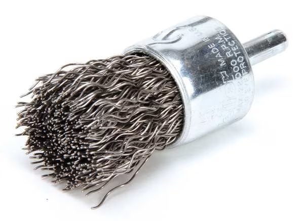 Crimped Wire End Wire Brush, Steel, 1", Weiler, Mfr#: 93127
