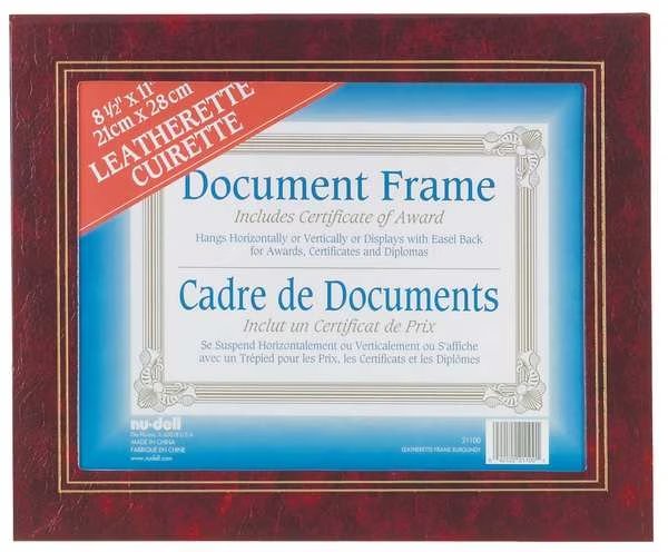 Leatherette Frame, 8.5x11 Burgundy, PK2, Nudell, Mfr#: 21200