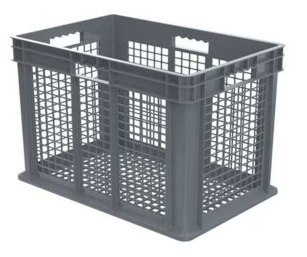 Straight Wall Container, Gray, Industrial Grade Polymer, 23 3/4 in L, 15 3/4 in W, 16 1/8 in H, Akro-Mils, Mfr#: 37616GREY