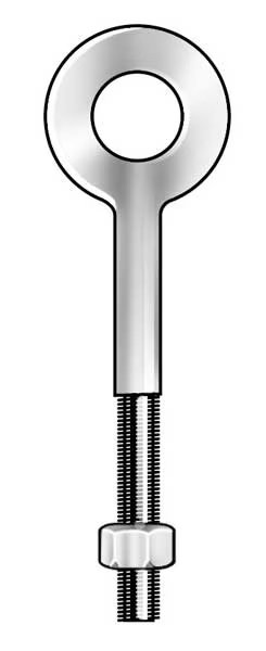 Machinery Eye Bolt Without Shoulder, 3/8"-16, 6 in Shank, 3/4 in ID, Stainless Steel, Plain, Ken Forging, Mfr#: N2003-SS-6